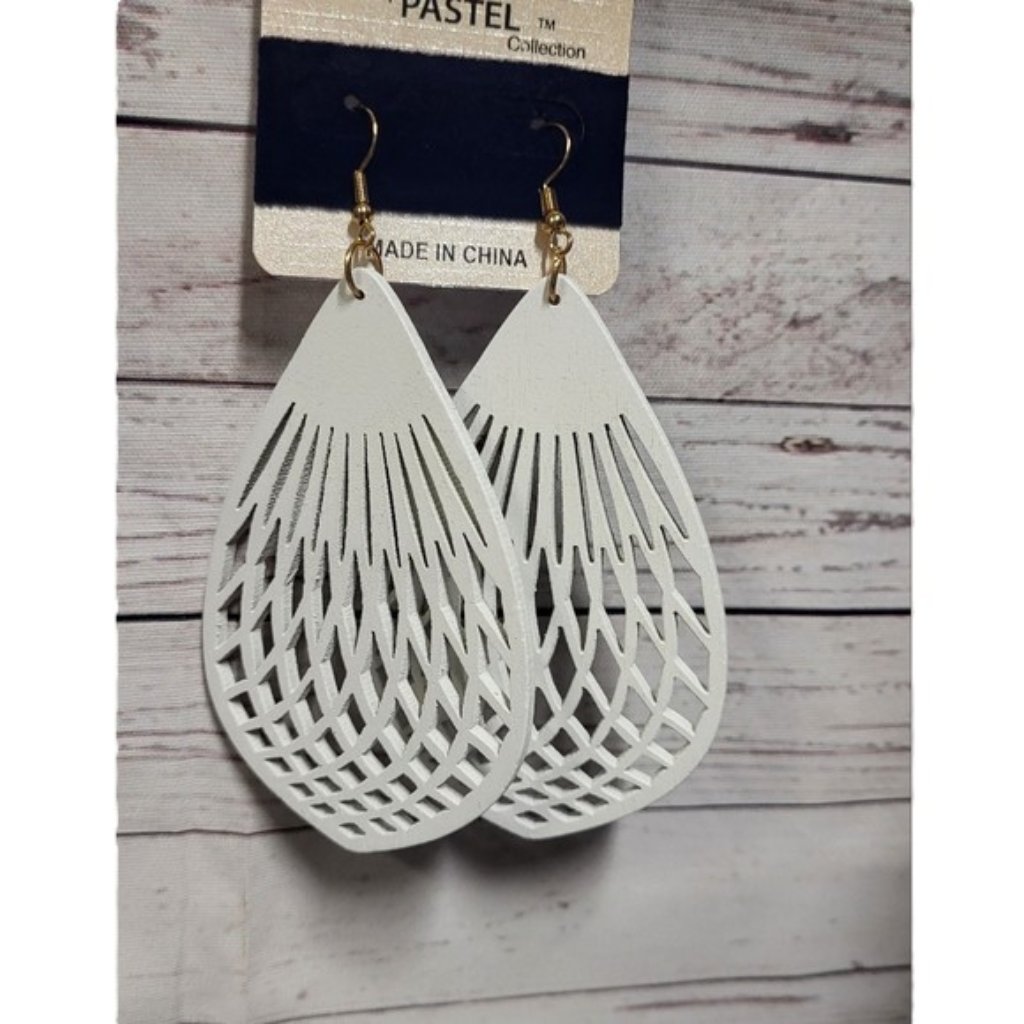 Bogo Sale. Top & Top Pastels Wood Carved Dangle Earrings